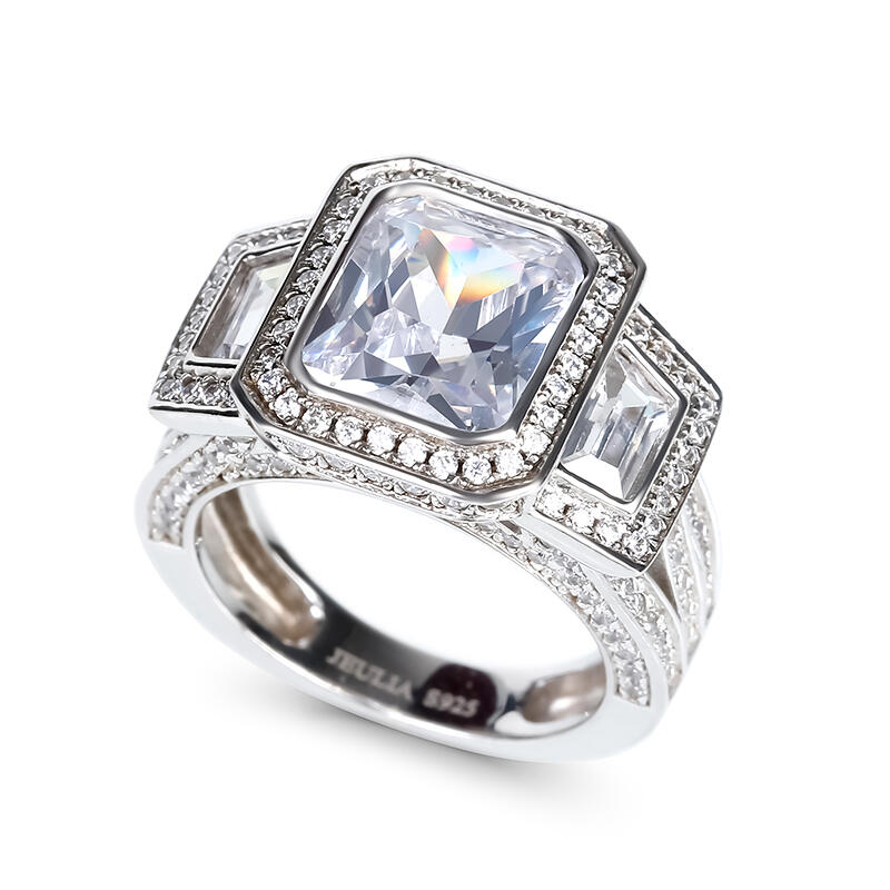 جوليا خاتم بقطع مشع من الفضة الإسترليني بثلاثة أحجار