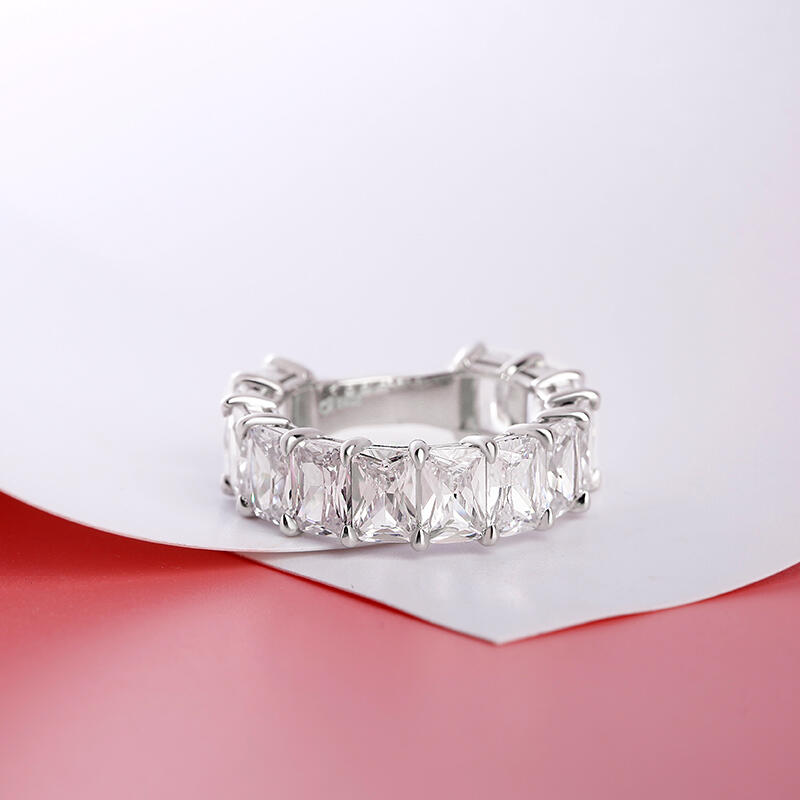 Jeulia Classic Radiant Cut Sterling Silver Women's Band