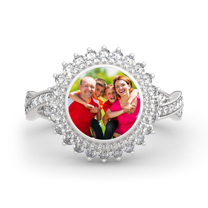Jeulia "Timeless Romance" Sterling Silver Personalized Photo Ring