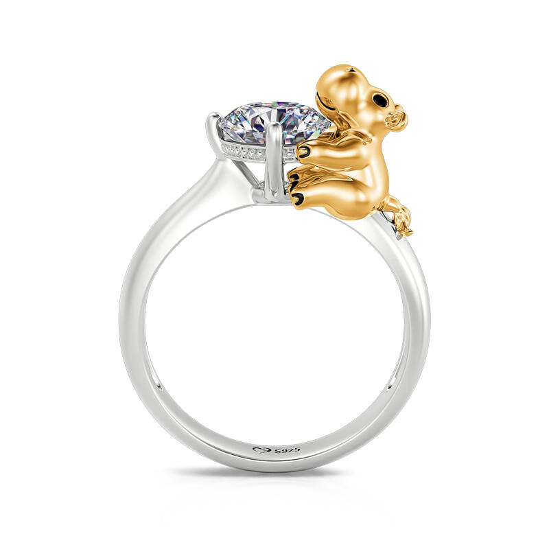 Jeulia Hug Me Gentle Hippo Round Cut Sterling Silver Ring