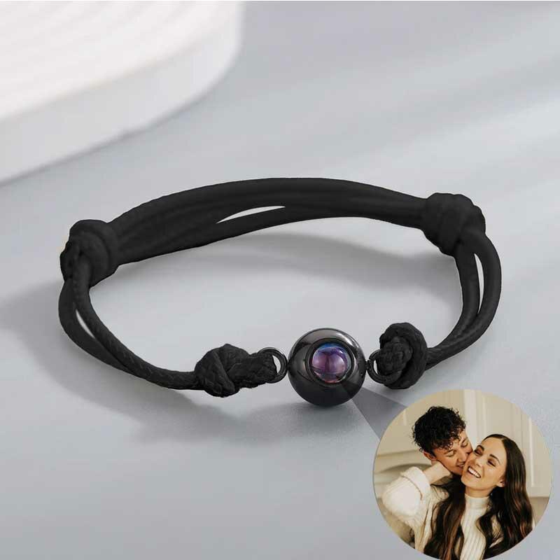 Bracelet photo personnalisé avec cordon