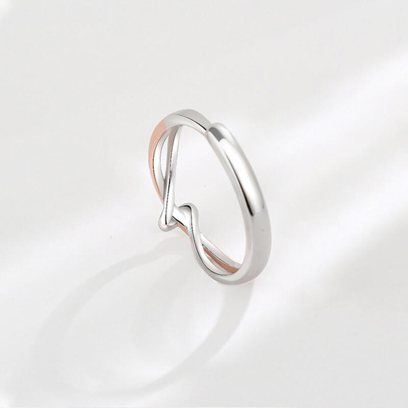 Jeulia Two Tone Knot Design Sterling Silver Adjustable Men's Band