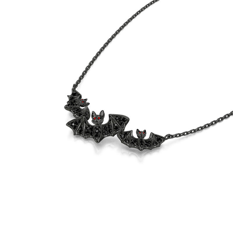 Jeulia "Witches' Familiars" Bat Sterling Silver Necklace