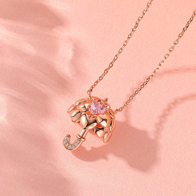 Jeulia Collar de plata de ley con diseño de paraguas para mujer