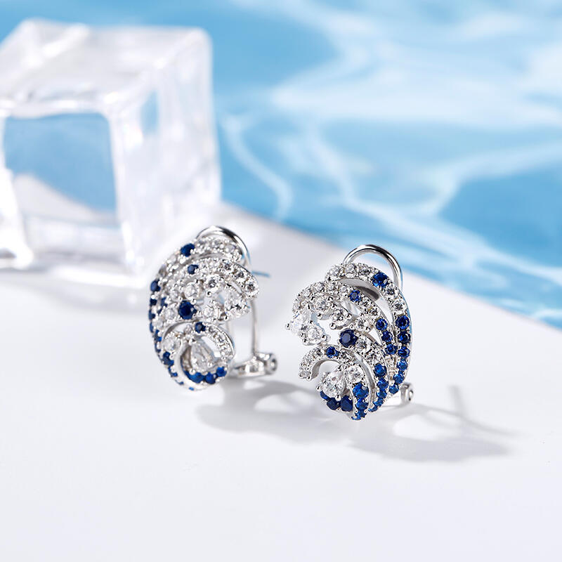 Jeulia Ocean Wave Sterling Silver Stud Earrings