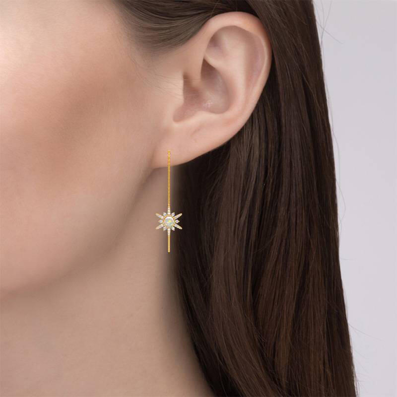 Jeulia "Natural Fire" North Star Opal Sterling Silver Threader Earrings