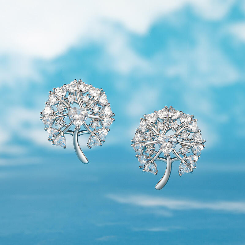 Jeulia "Seeds of Love" Dandelion Sterling Silver Earrings