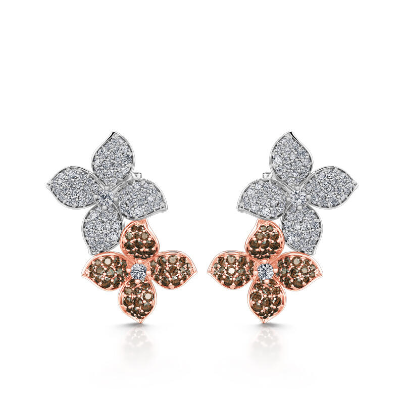 Jeulia "Two Loves" Double Flower Sterling Silver Jewelry Set