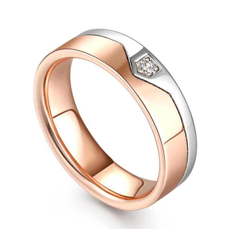 Jeulia Anillo para hombre plata de ley piedra redonda color oro rosa