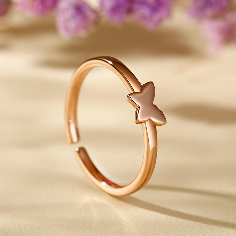 Jeulia "Romanticism" Butterfly Design Adjustable Sterling Silver Women's Band