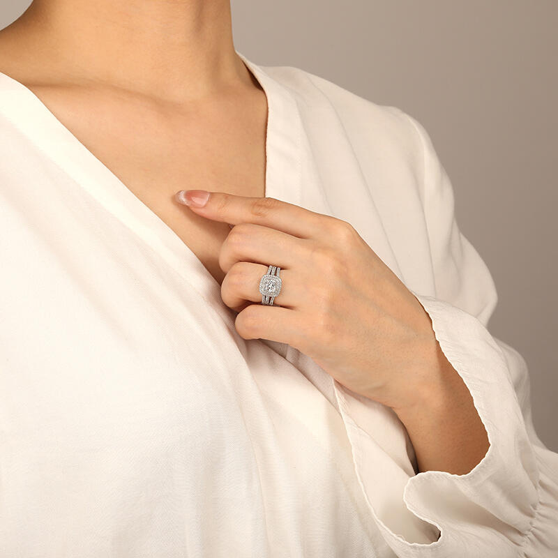 "Swear To Me" Cushion Cut Bridal Set