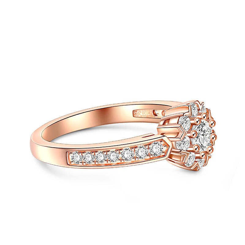 Jeulia "Grace Fleurette" Flower Ring Round Cut Silver