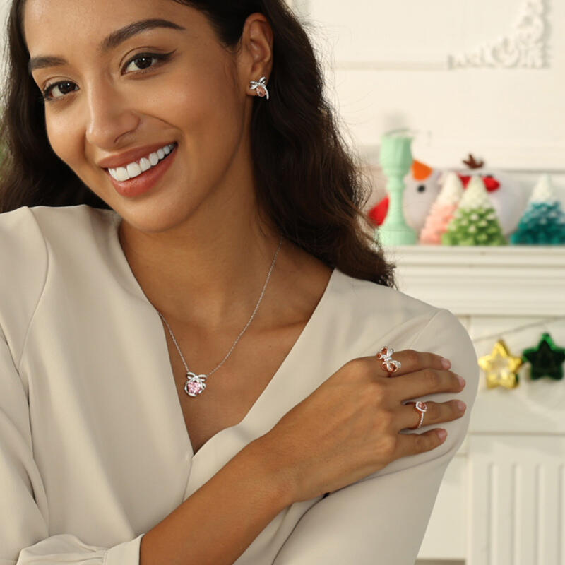 Jeulia Bowknot Synthetic Morganite Sterling Silver Earrings