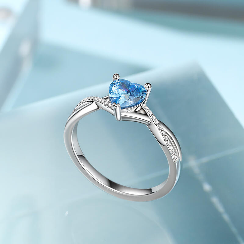 Jeulia Anillo 10K/14K/18K Personalizado de Plata de Ley con Corte de Corazón y Diseño de Torsión