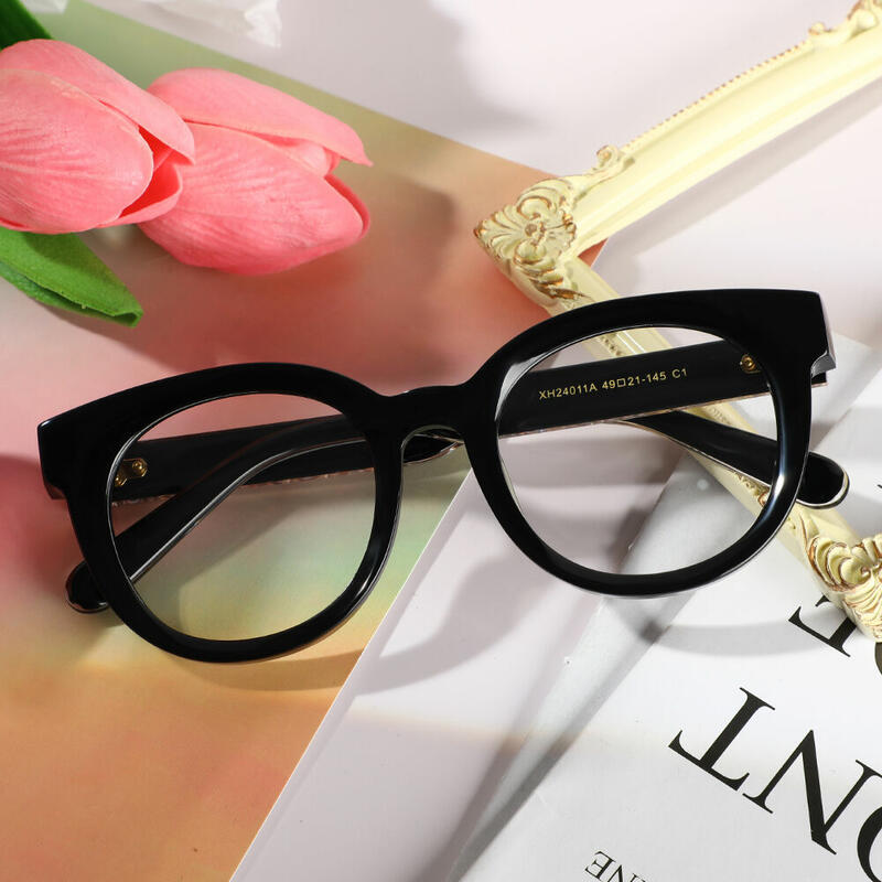 Haley Black Round Glasses - Aoolia.com