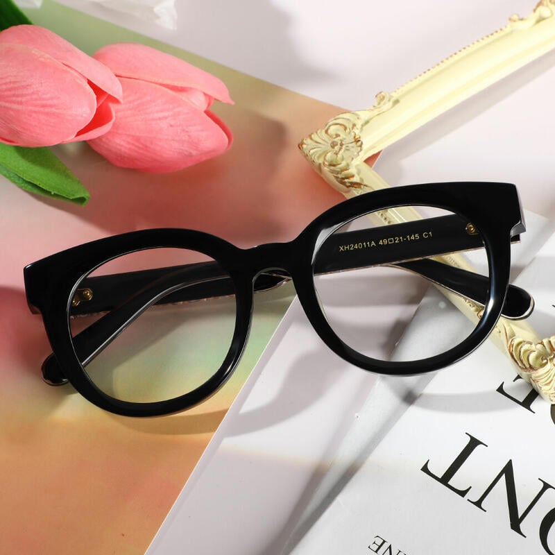 Haley Rounds Haley Black Round Glasses - Aoolia.com