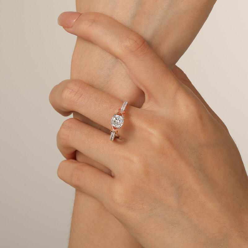 Jeulia Anillo de Compromiso Redondo Infinito Personalizado para Mujer