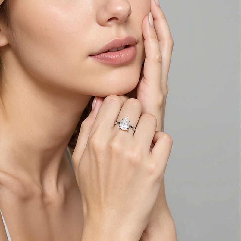 "Promise Me Forever" 2ct Pear Cut Side Stone Engagement Ring