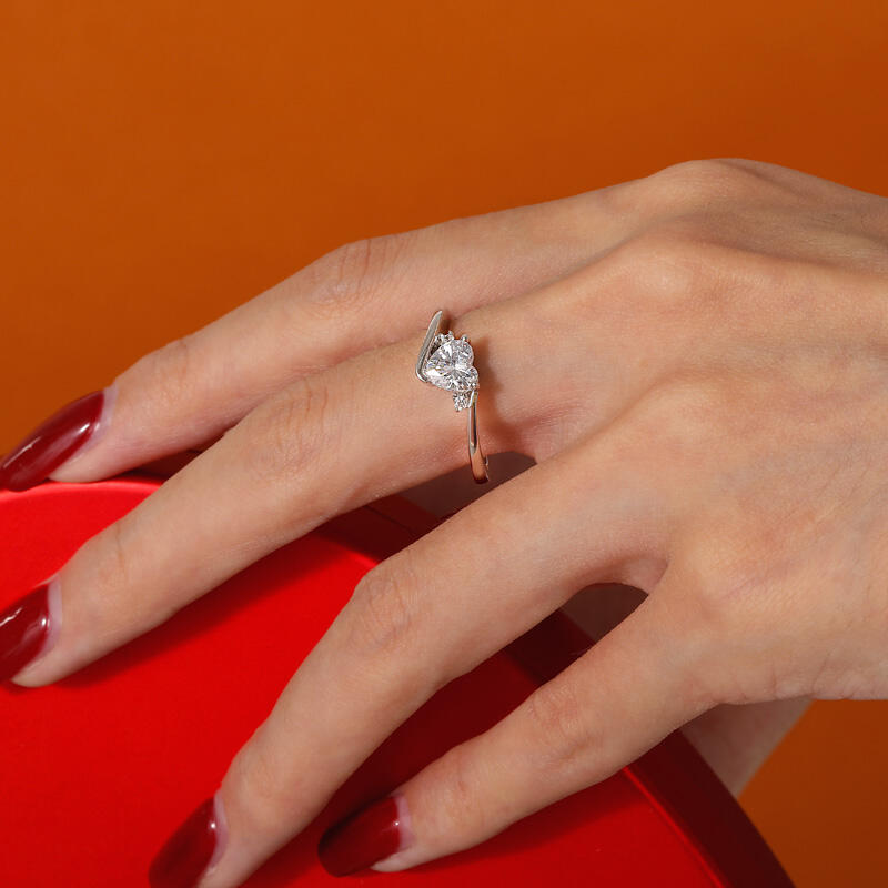 Jeulia 750er/585er/416er Gold Platin Bypass Herz Verlobungsring