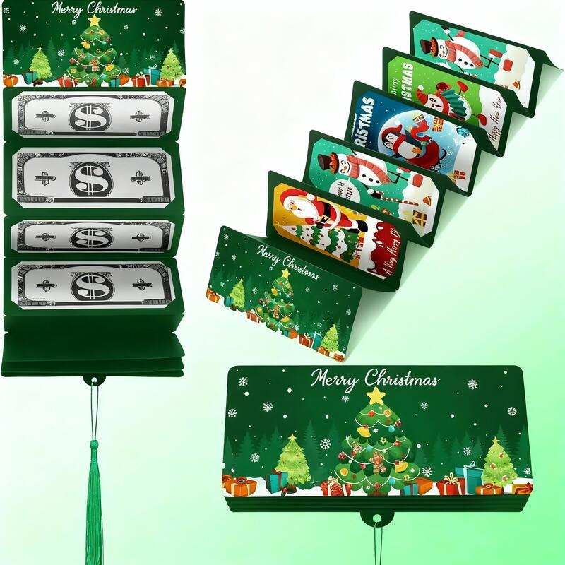 Santa Claus Dollar Bill 10-Slot Red Envelope Surprise Party Money Cash Box for Christmas