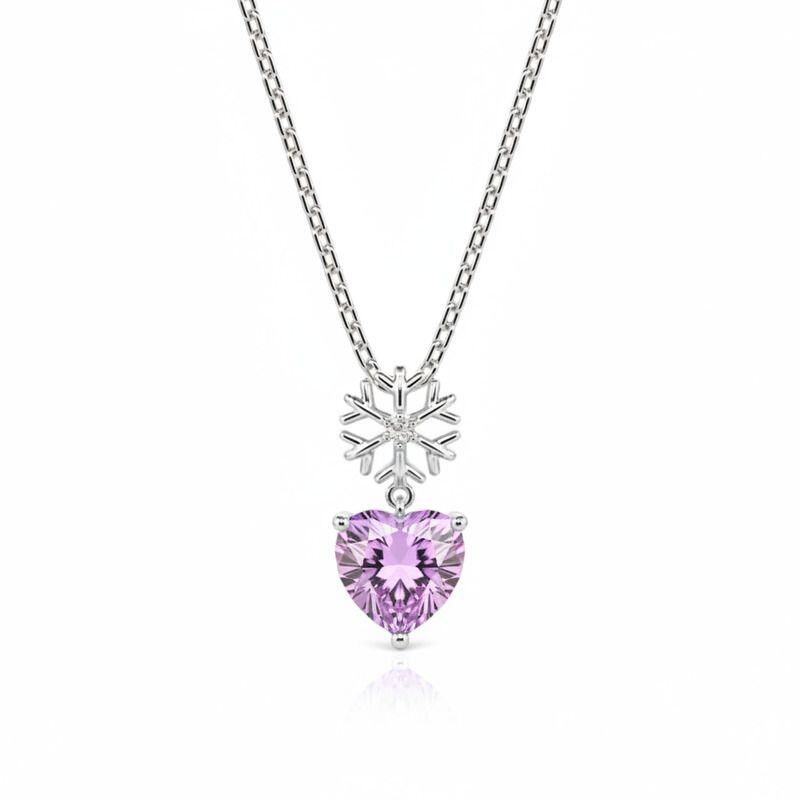 Jeulia Custom Snowflake Heart Birthstone Necklace