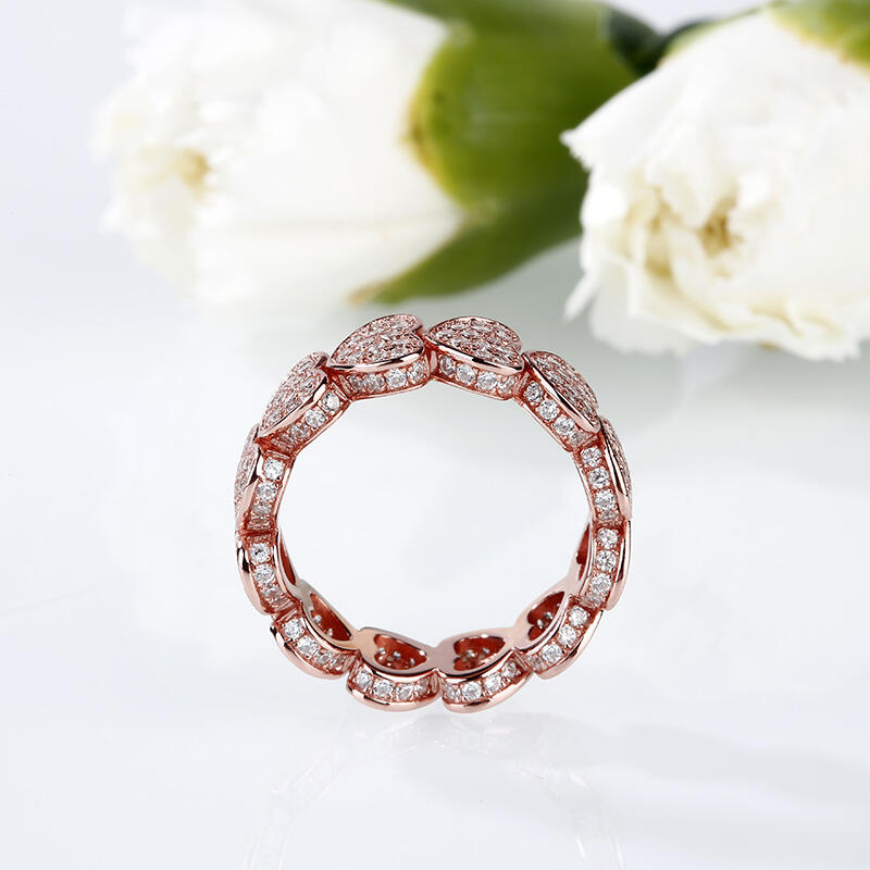 Jeulia Rose Gold Tone Heart Sterling Silver Women's Band