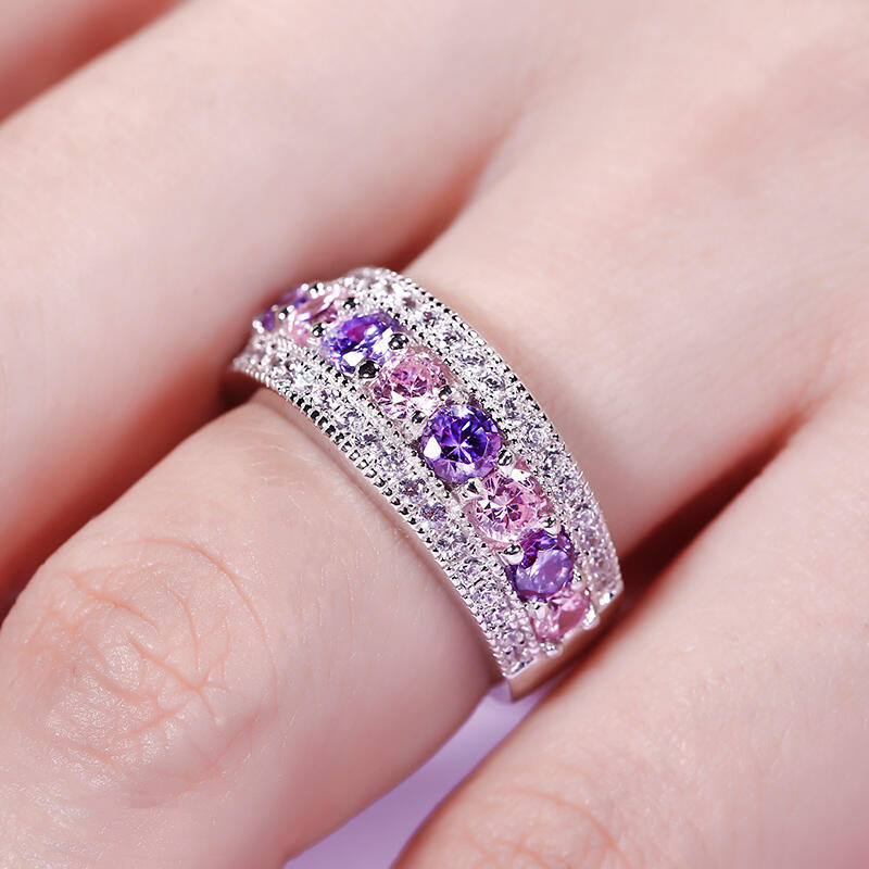 Jeulia Anel lindo feminino de prata esterlina com corte redondo