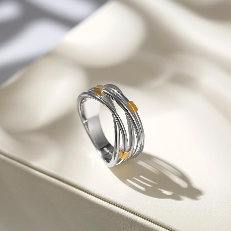 Jeulia Anillo De Cruce Con Dos Tonos En Plata De Ley