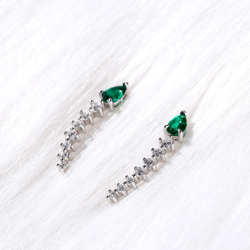 Jeulia Royal Emerald Green Climber Earrings