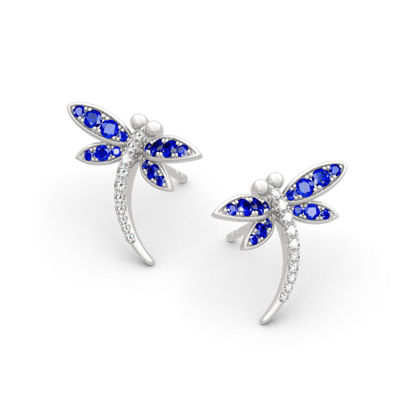 Jeulia "Garden Dragonfly" Round Cut Sterling Silver Earrings