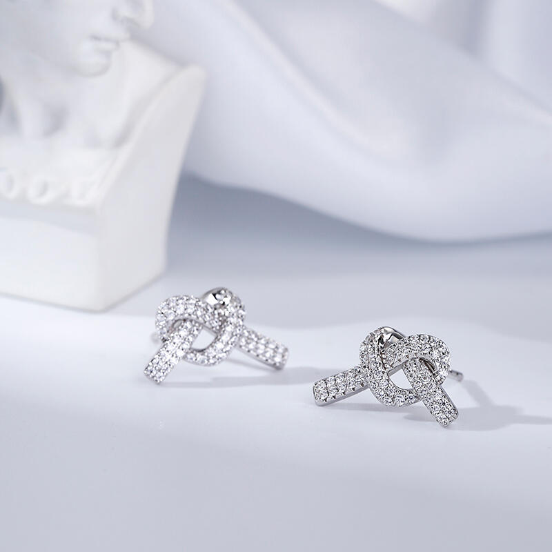 Jeulia "Into Her Heart" Knot Sterling Silver Earrings