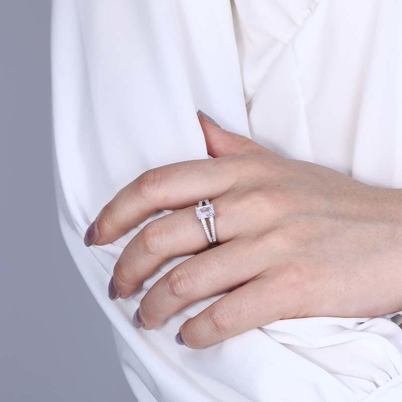 "Just For You" Radiant Cut Side Stone Engagement Ring