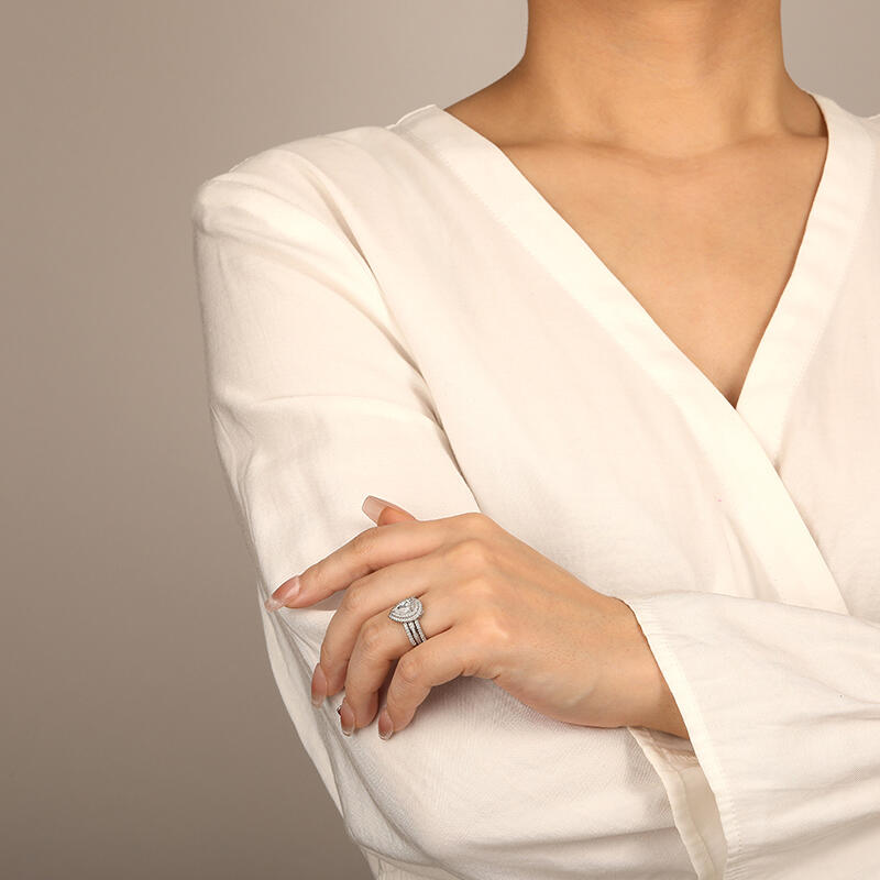 "Blushing Beloved" Pear Cut Bridal Set