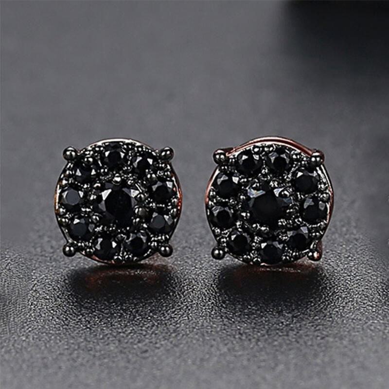 Jeulia Punk Hip-Hop Round Cut Copper Men's Stud Earrings