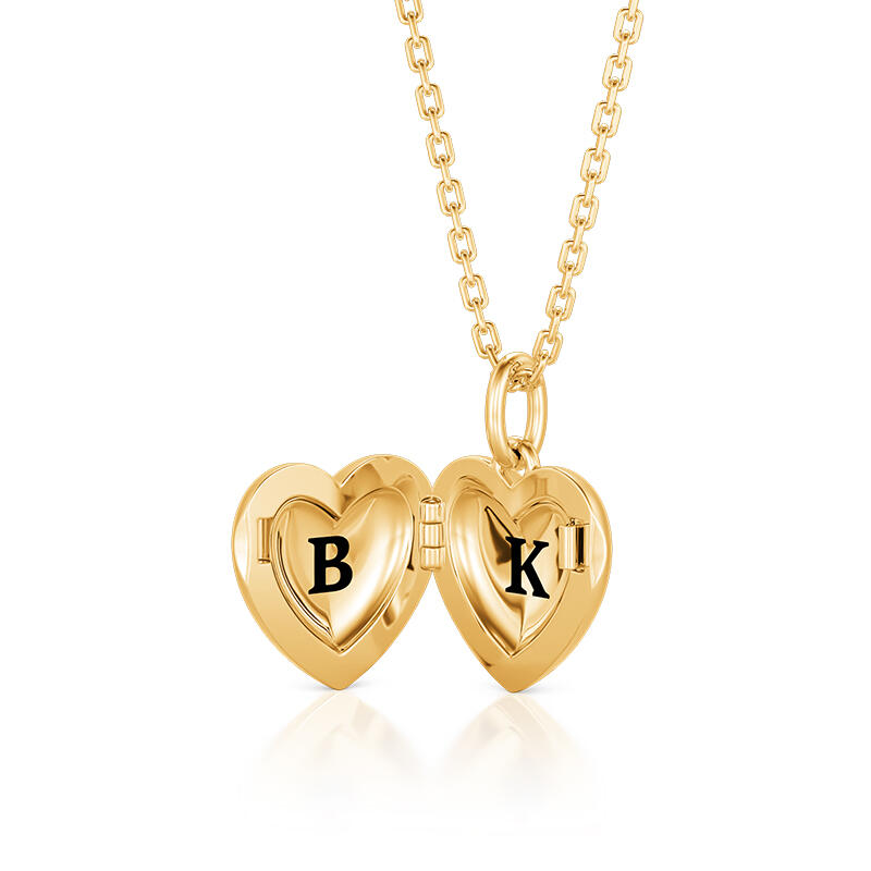 Jeulia Golden Custom Heart Necklace With Birthstone Engraved