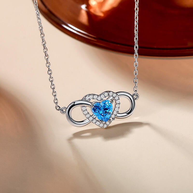 Custom Infinity Heart Necklace with Birthstone
