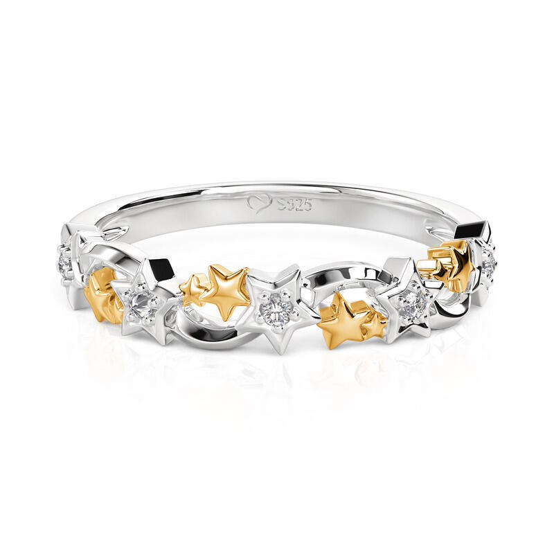 Jeulia Simple Fashion Two Tone Star Ring