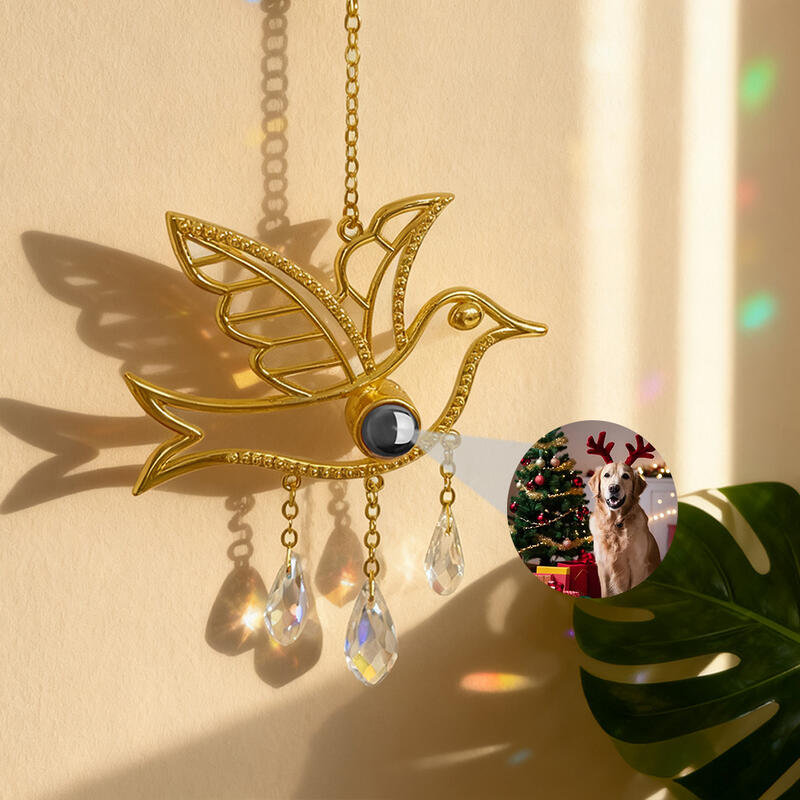 Ornamento personalizzato con immagine proiettata e uccellino Regalo di Natale per la famiglia