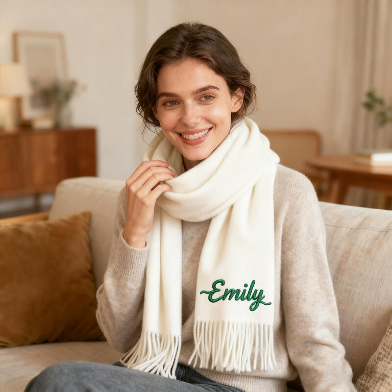 Personalisierter bestickter Schal mit Namen ein warmes Wintergeschenk für Freunde