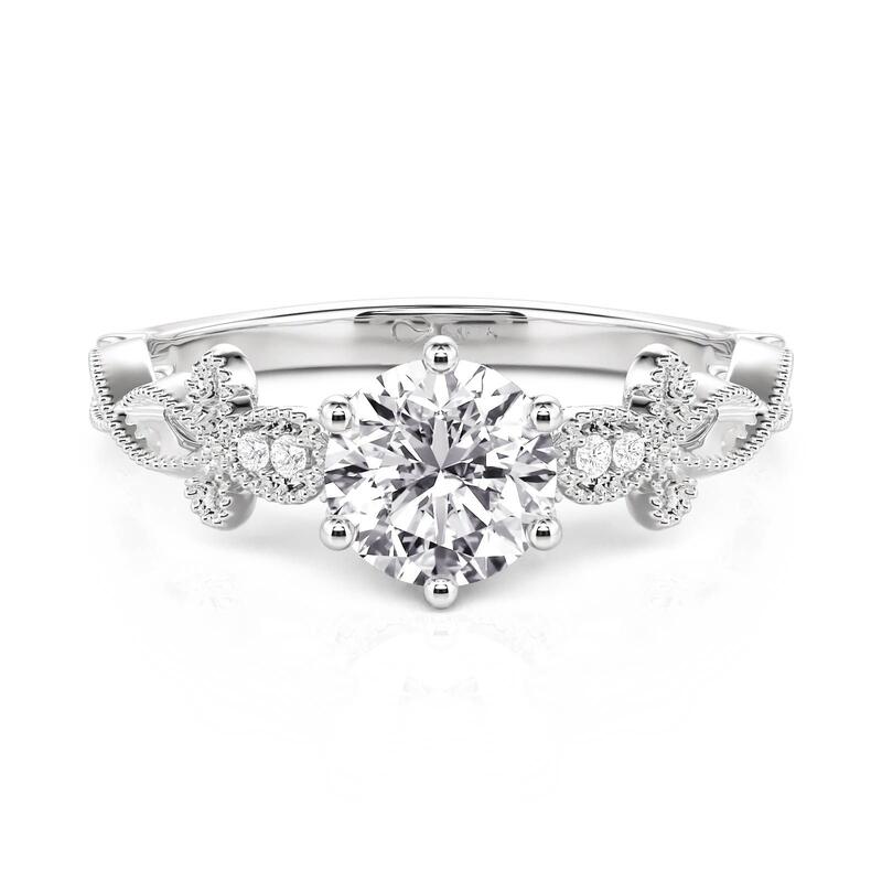 Jeulia Infinity Beaded Round Engagement Ring Sterling Silver