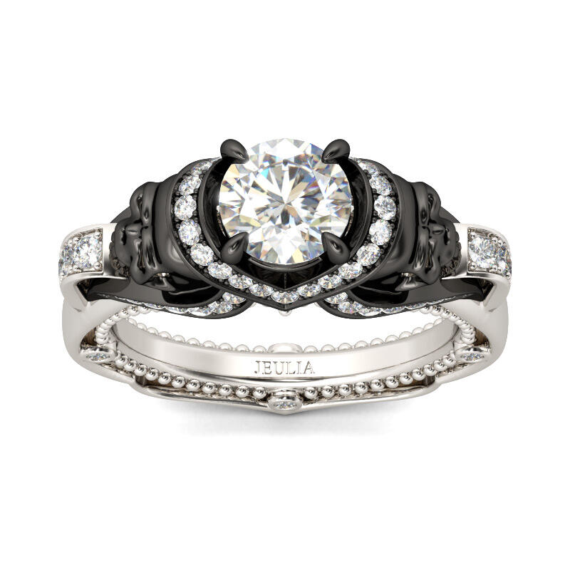 Tvåfärgad rundskuren Milgrain -skalle i sterlingsilver