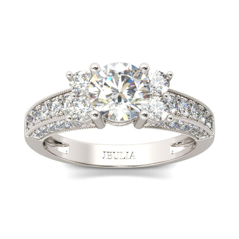 Jeulia Vintage Milgrain Round Cut Sterling Silver Cluster Ring