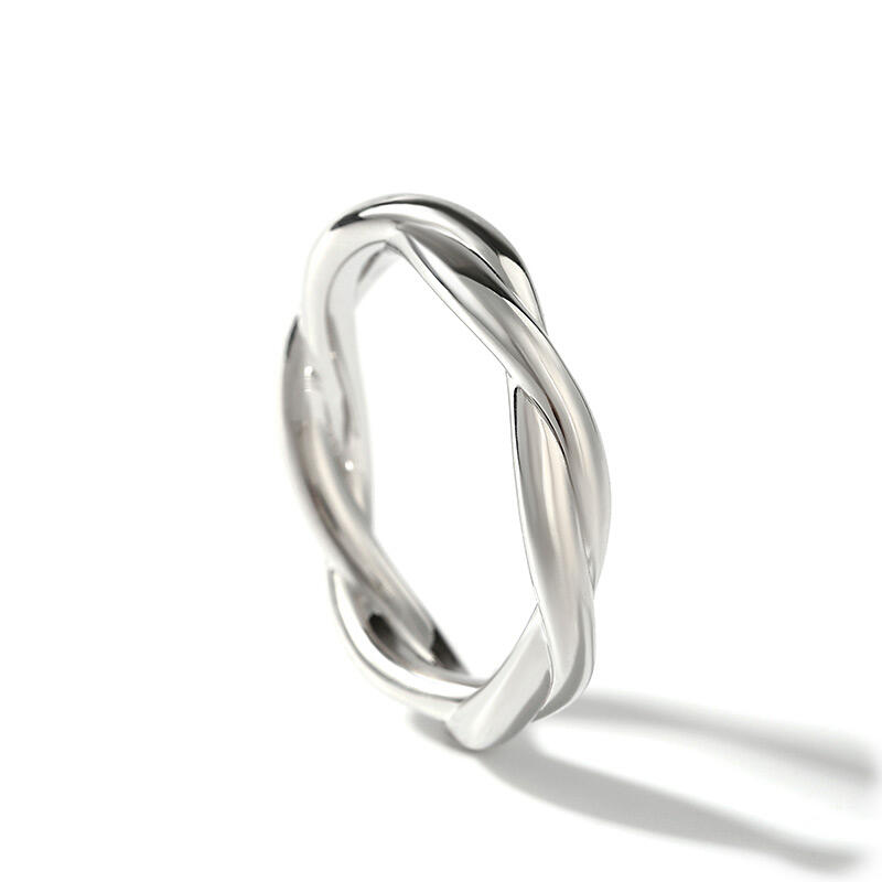 Jeulia Anillo de compromiso para hombre de plata esterlina con diseño simple torcido