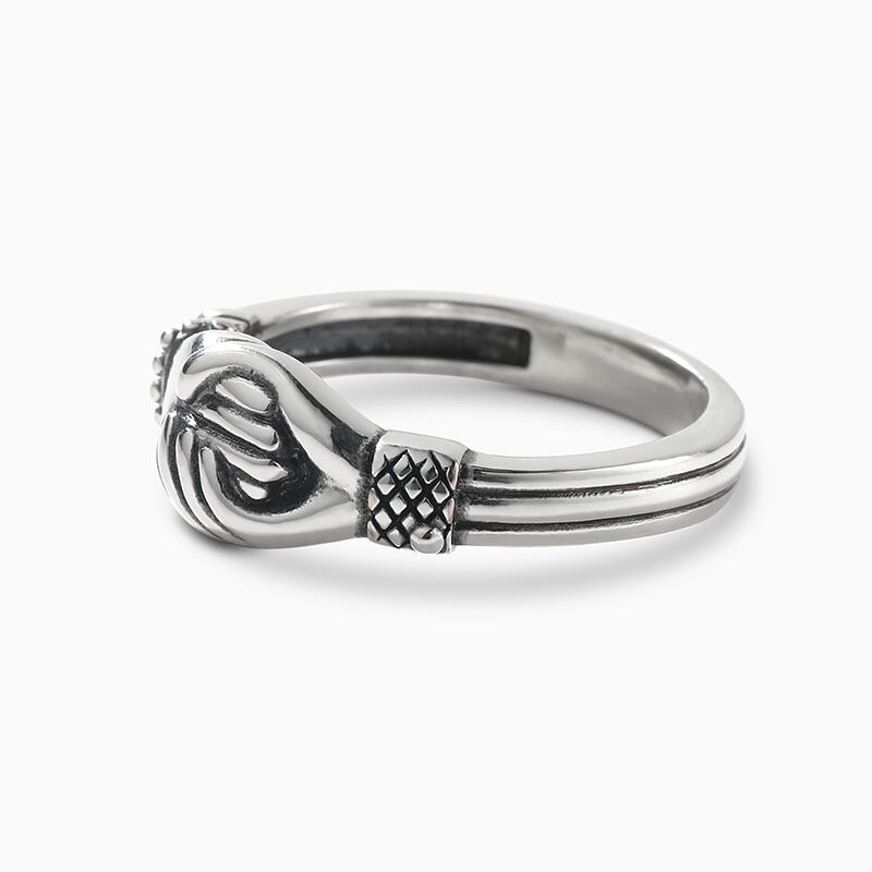 Jeulia Shakehands Gesture Sterling Silver Ring