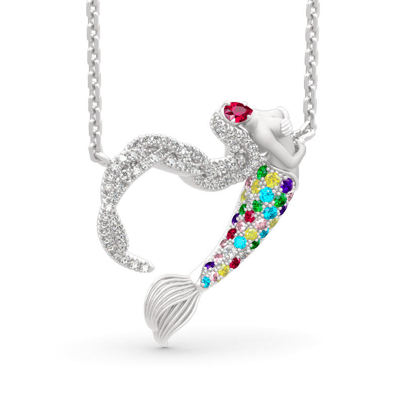 Jeulia "Ocean's Light" Sterling Silver Mermaid Gift Necklace for Valentine's Day