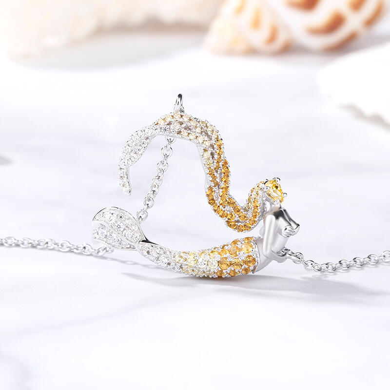 Jeulia "Ocean's Light" Sterling Silver Mermaid Gift Necklace for Valentine's Day