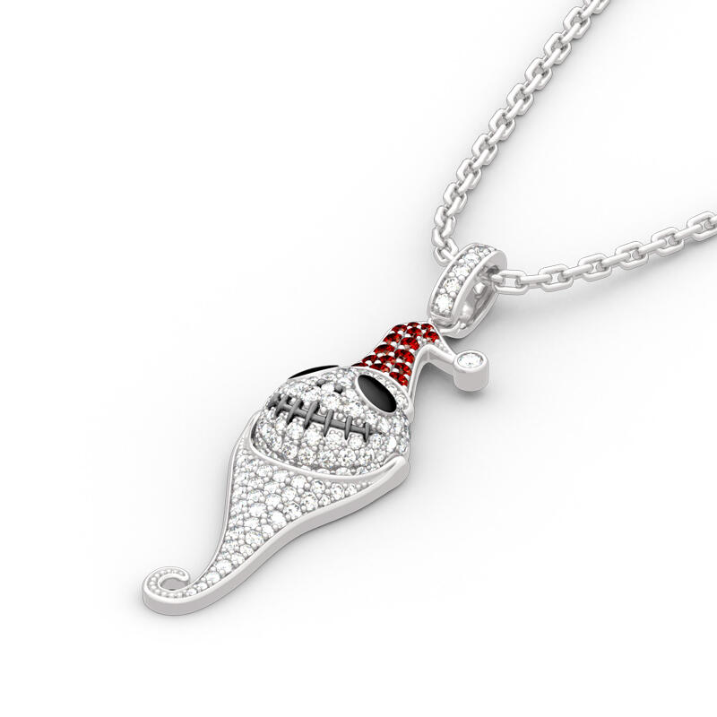 Jeulia "Christmas Hat Skull" Sterling Silver Necklace