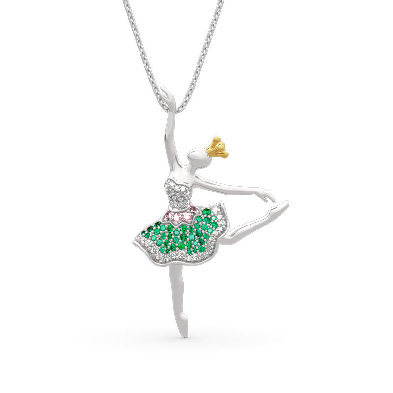 Jeulia Collar de plata esterlina con diseño de bailarina "Hada saltarina"