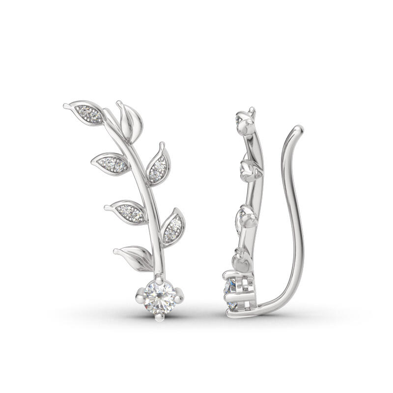 Jeulia Sterling Silver Leaves Earring Climber
