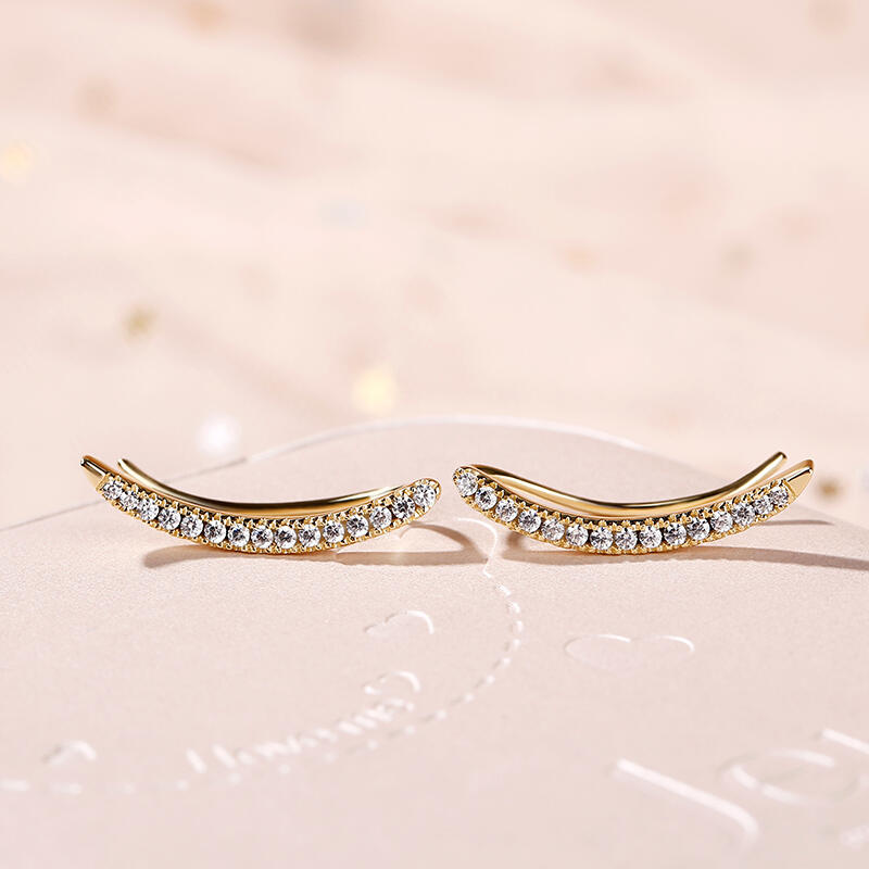 Jeulia Curved Sterling Silver Climber Earrings